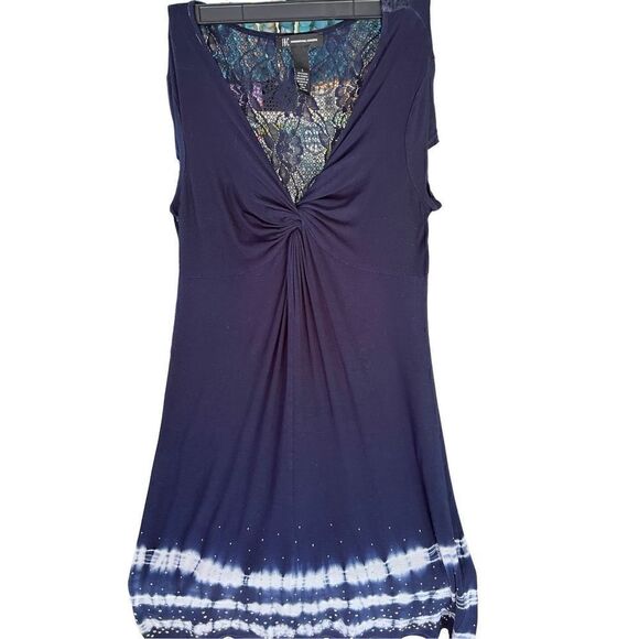 INC Women’s Cover Up Dress with Navy Lace in back SZ S Rayon & Spandex with Bott - Picture 1 of 6